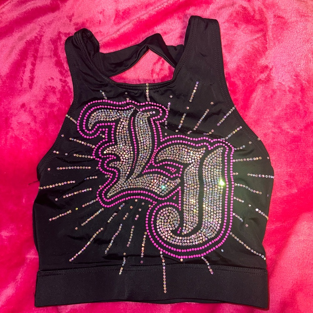 Black and Pink Embellished Women's Top